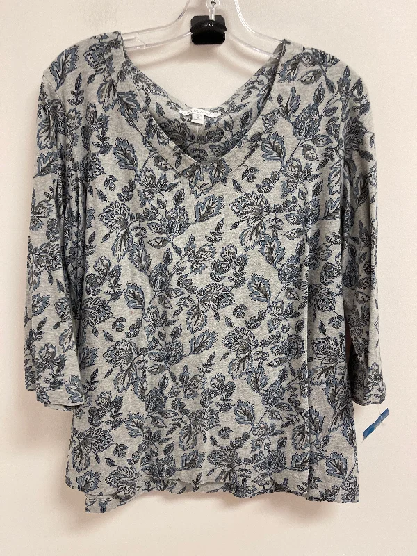 Top Long Sleeve By Pure Jill In Grey, Size: 1x