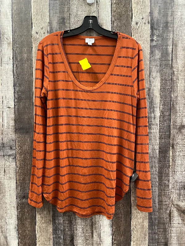 Top Long Sleeve By Peyton Jensen In Black & Orange, Size: M