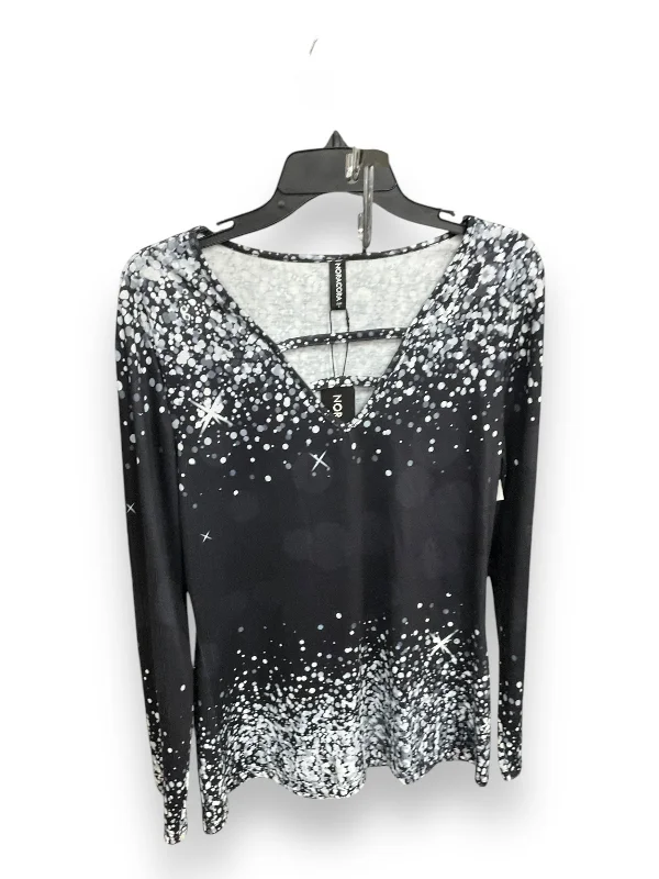 Top Long Sleeve By Clothes Mentor In Black & White, Size: L