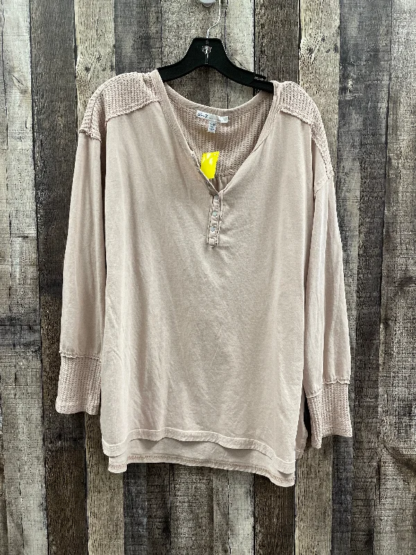 Top Long Sleeve By Seven 7 In Taupe, Size: 2x