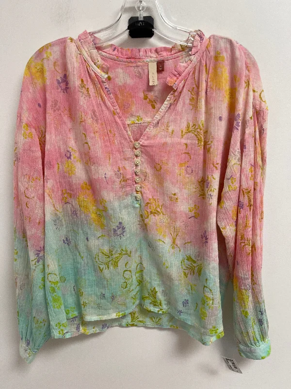 Top Long Sleeve By Pilcro In Blue & Pink, Size: Xs