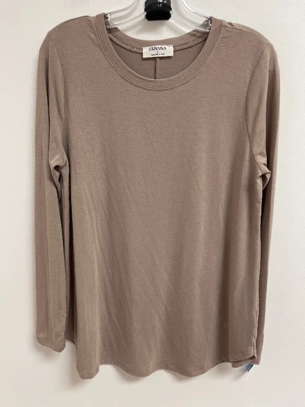 Top Long Sleeve By Zenana Outfitters In Cream, Size: L