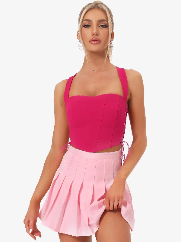 Sleeveless Bustier Corset Tops Lace-up Sexy Clubwear Party Crop Top