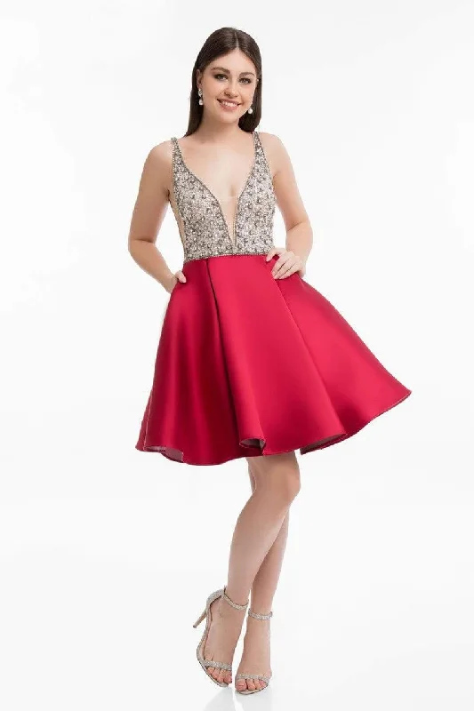 Terani Couture - 1821H7771 Crystal Beaded Bodice Short Party Dress