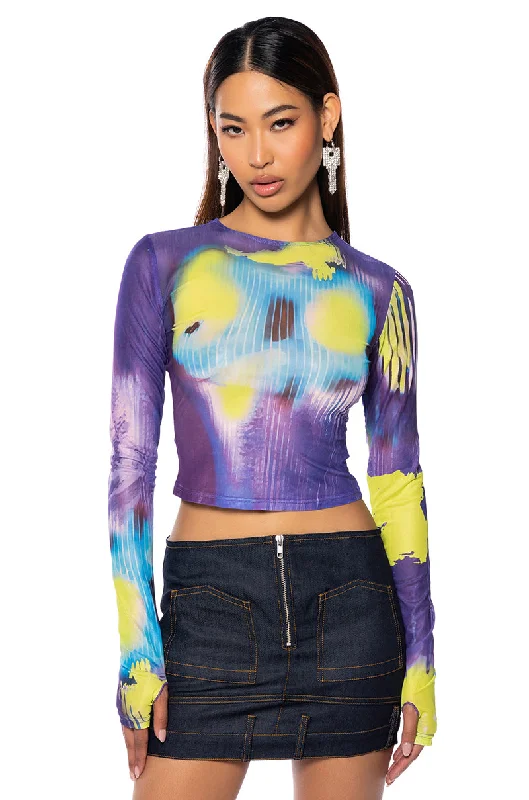 OUT OF THIS WORLD LONG SLEEVE MESH BODYSUIT