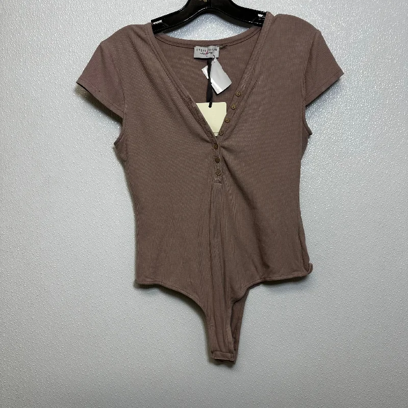 Bodysuit By Clothes Mentor In Taupe, Size: L