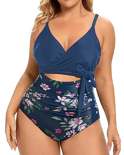 Plus Size High Waisted One Piece Cutout Swimsuits