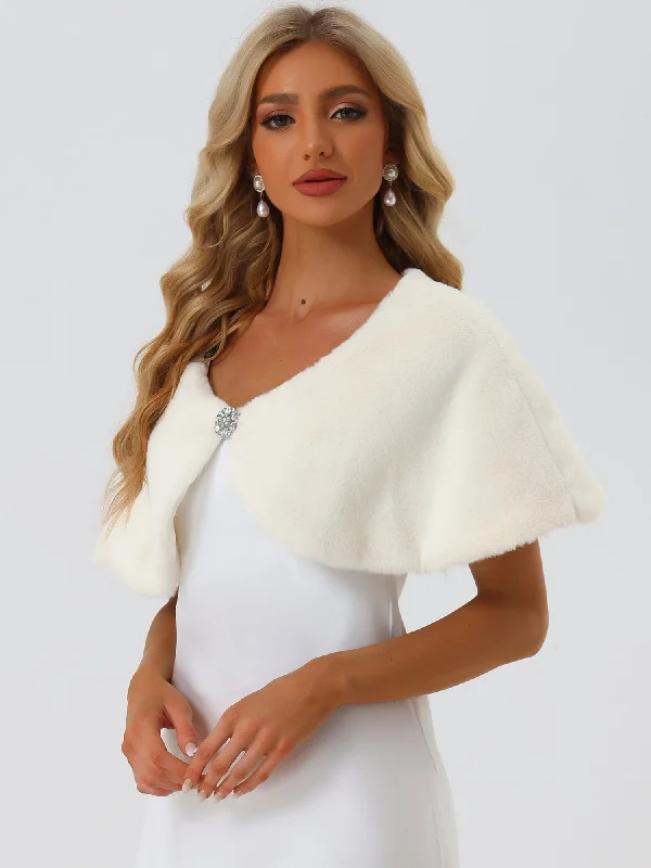 Elegant Faux Fur Shawl Bridal Wedding Party Wrap Stole Shrug