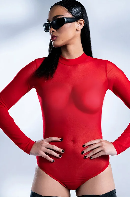 PAXTON SEXY MESH LONG SLEEVE BODYSUIT