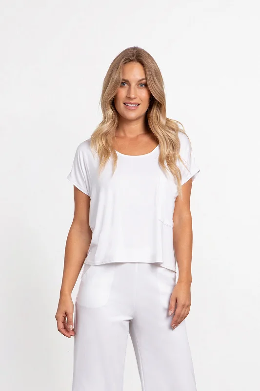 Bamboo Dolman Pocket Top | White