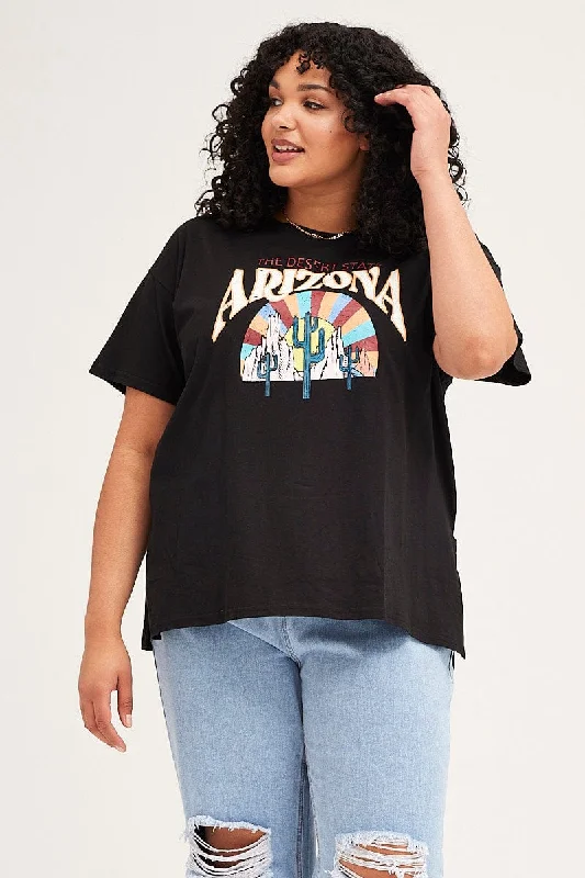 Black Short Sleeve Arizona Oversized T-shirt