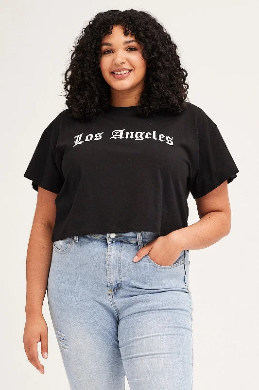 Black Short Sleeve Gothic Crop T-shirt