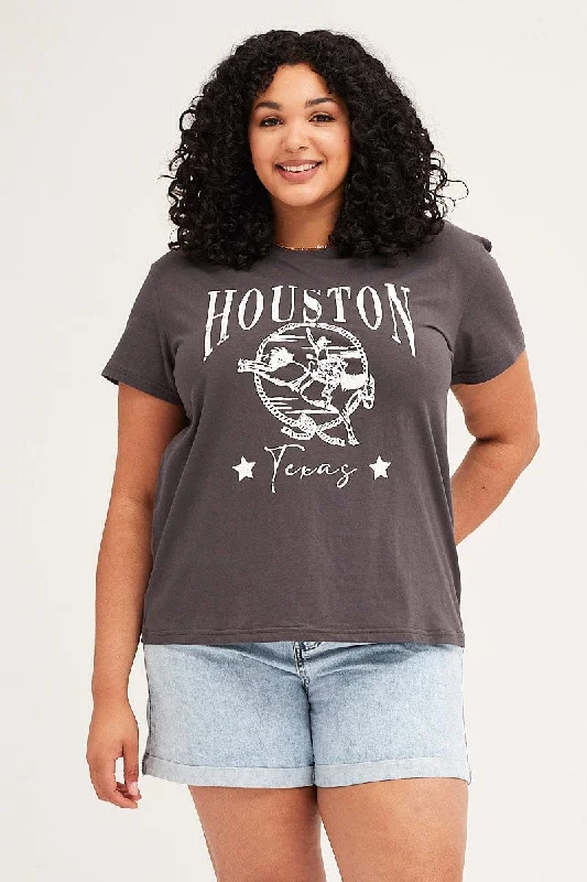 Grey Short Sleeve Regular Houston T-shirt