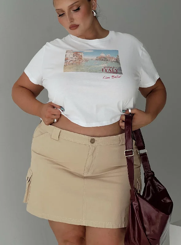 Lydie Cargo Mini Skirt Beige Curve