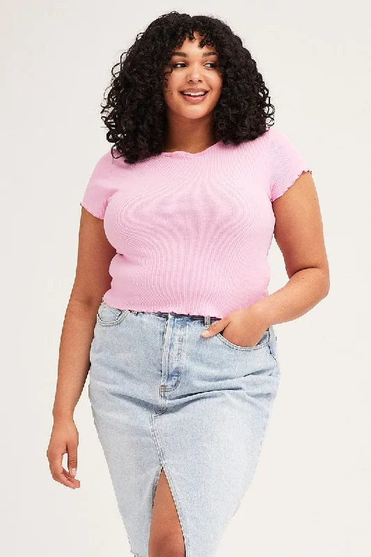 Pink Crop T-shirt Short Sleeve