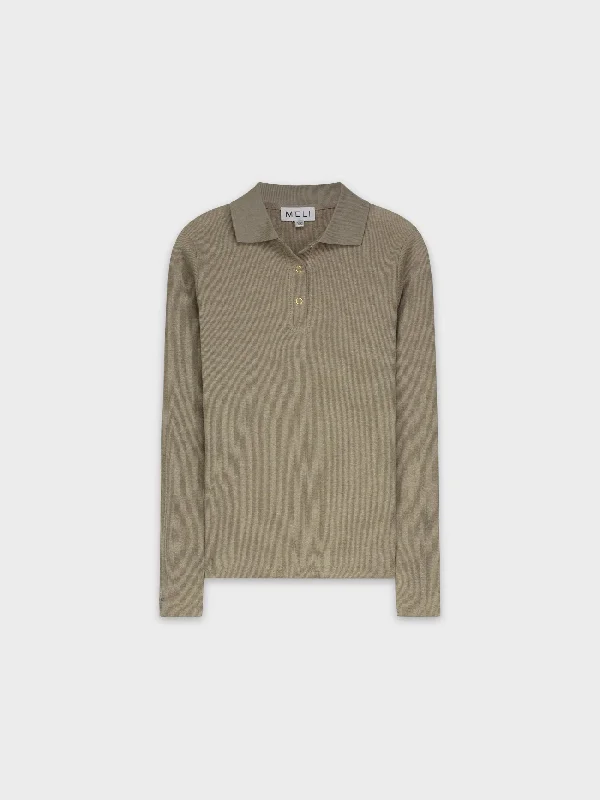 RIBBED COLLAR T-SHIRT-OLIVE