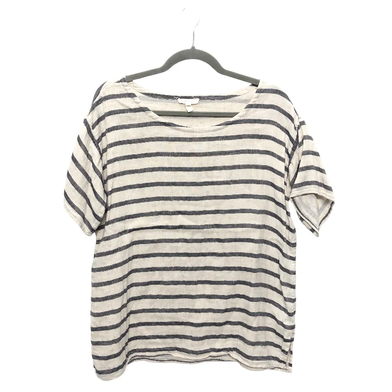 Top Short Sleeve By Eileen Fisher In Grey & Yellow, Size: S