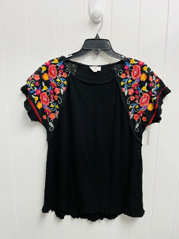 Top Short Sleeve By Umgee In Black & Orange, Size: S