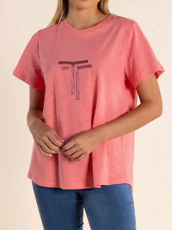 TWO-T'S LOGO SEQUIN CREW TEE