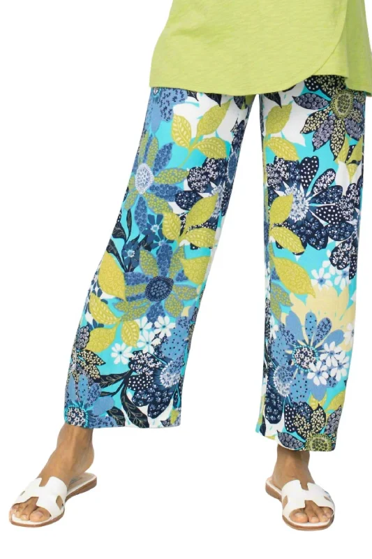 Floral Print Flood Pants In Lake