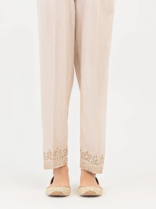 Raw Silk Trouser-Embroidered (Pret)