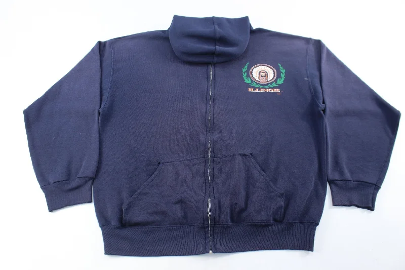 90's University of Illinois Navy Blue Zip Up Jacket