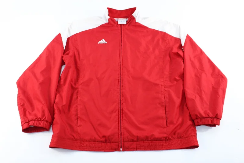 Adidas Embroidered Logo Red & White Zip Up Jacket