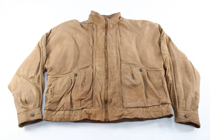 Bachrach Brown Leather Zip Up Jacket