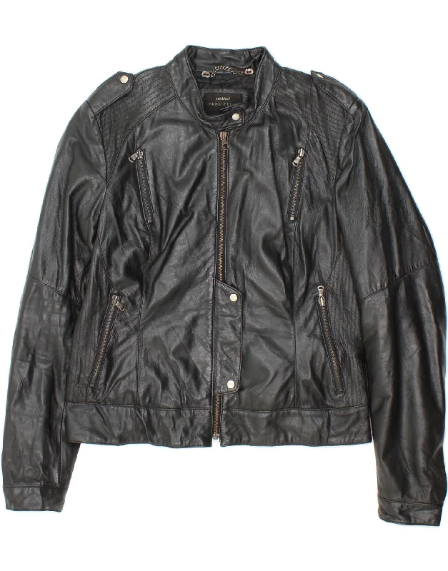 CONBIPEL Womens Leather Jacket IT 46 Large Black Leather