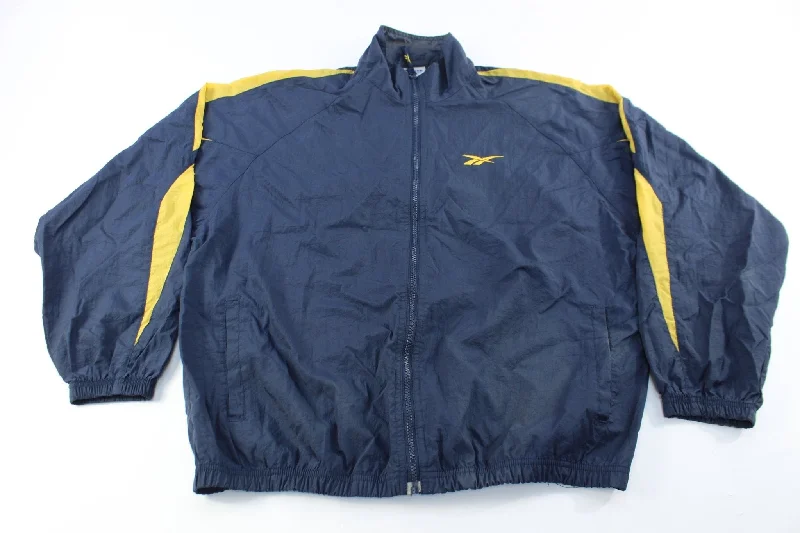 Reebok Embroidered Logo Navy Blue & Yellow Zip Up Jacket