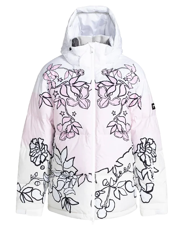 Roxy X Rowley Women's Technical Puffer Snow Jacket - Bright White / Laurel Floral