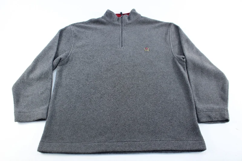 Tommy Hilfiger Embroidered Logo Grey Fleece Pullover Jacket