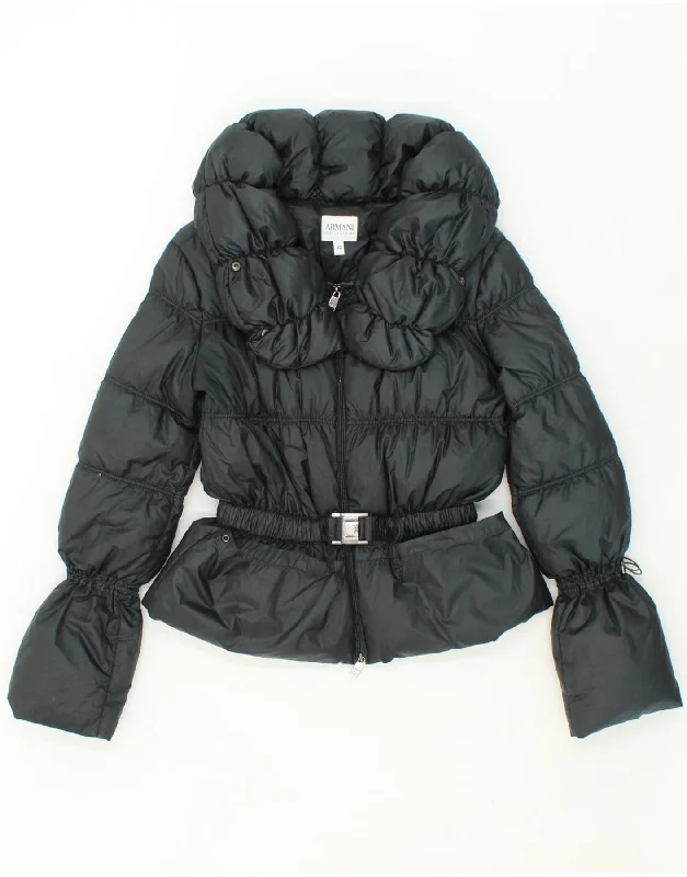 ARMANI COLLEZIONI Womens Padded Jacket IT 42 Medium Black Polyamide