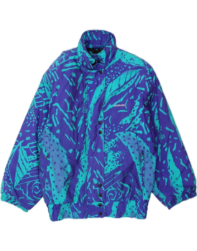 ASTROLABIO Womens Abstract Pattern Windbreaker Jacket UK 20 2XL Blue Nylon