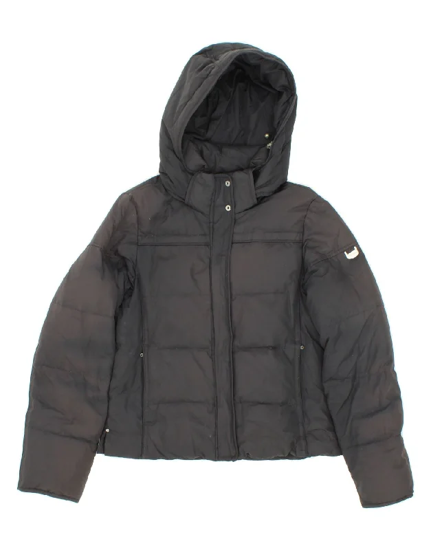 CHAMPION Womens Hooded Padded Jacket UK 10 Small Black Polyester