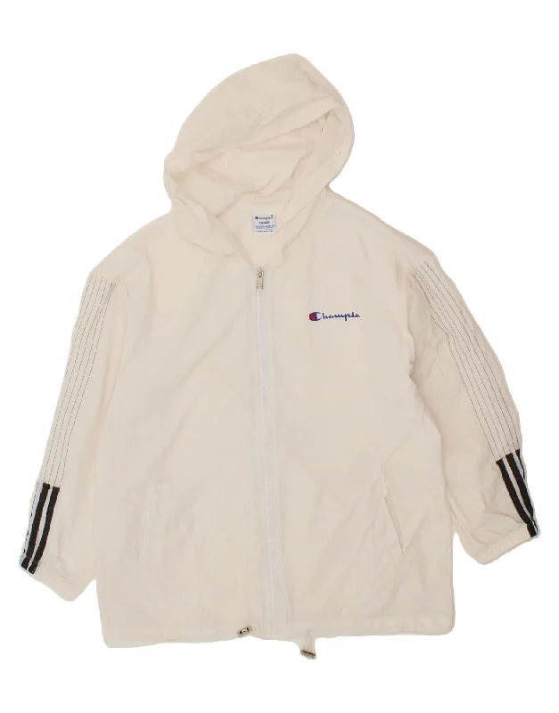 CHAMPION Womens Hooded Rain Jacket UK 16 Large White