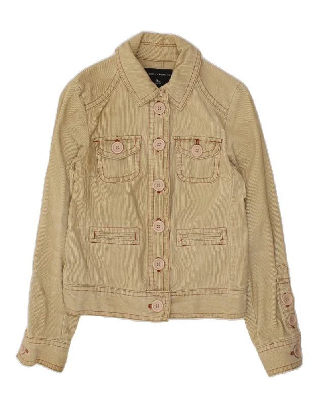 DOROTHY PERKINS Womens Corduroy Jacket UK 8 Small  Beige Cotton