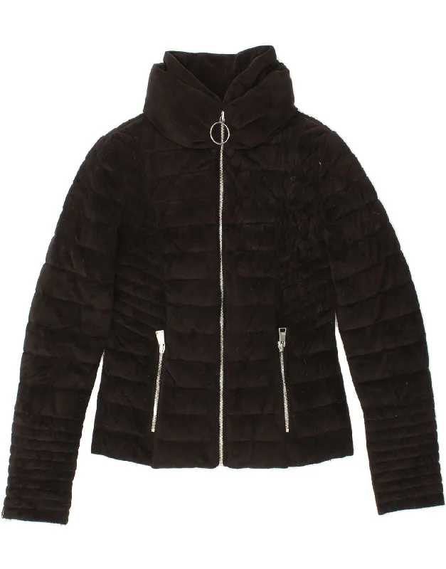 GUESS Womens Padded Jacket UK 6 XS Black Polyurethane