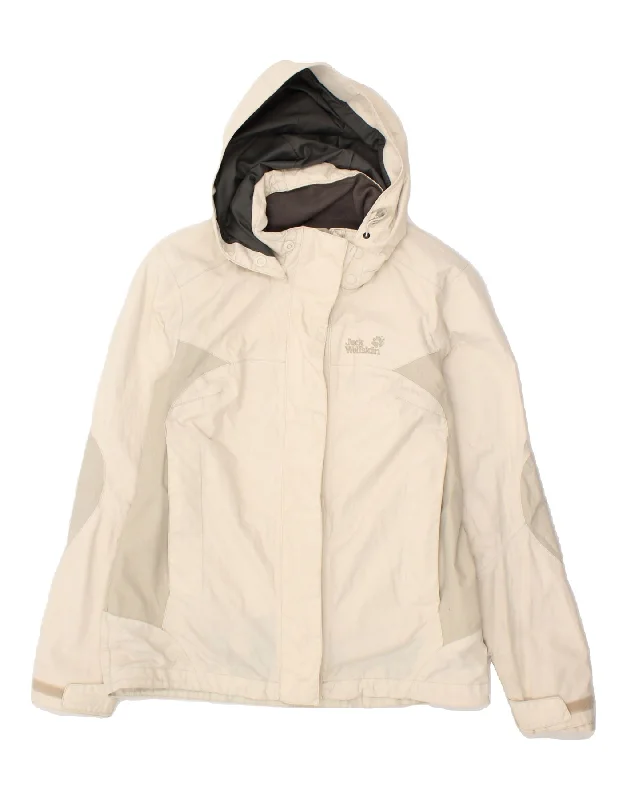 JACK WOLFSKIN Womens Hooded Windbreaker Jacket UK 10 Small Beige