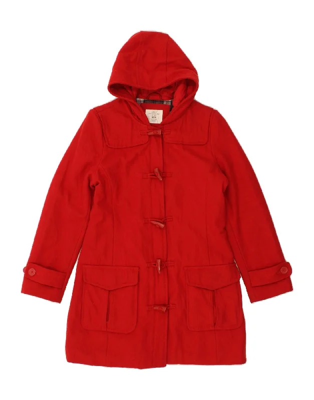 L.O.G.G Womens Hooded Duffle Coat EU 42 Large Red Wool