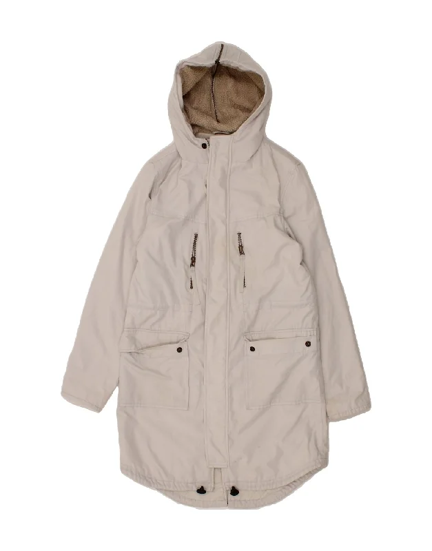 LEVI'S Womens Hooded Parka Jacket UK 10 Small White