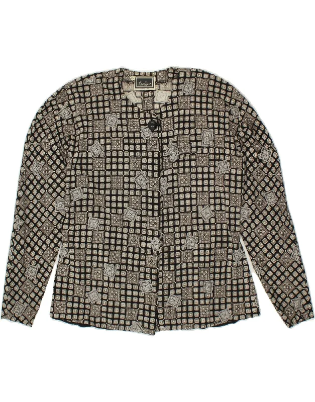 LUISA SPAGNOLI Womens 1 Button Blazer Jacket IT 44 Medium Grey Geometric