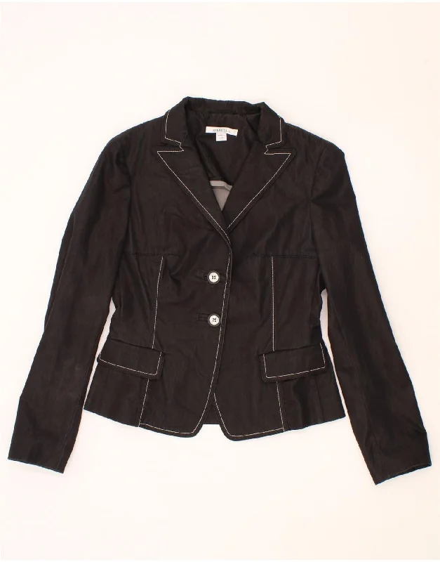 MARELLA Womens 2 Button Blazer Jacket UK 10 Small Black Cotton