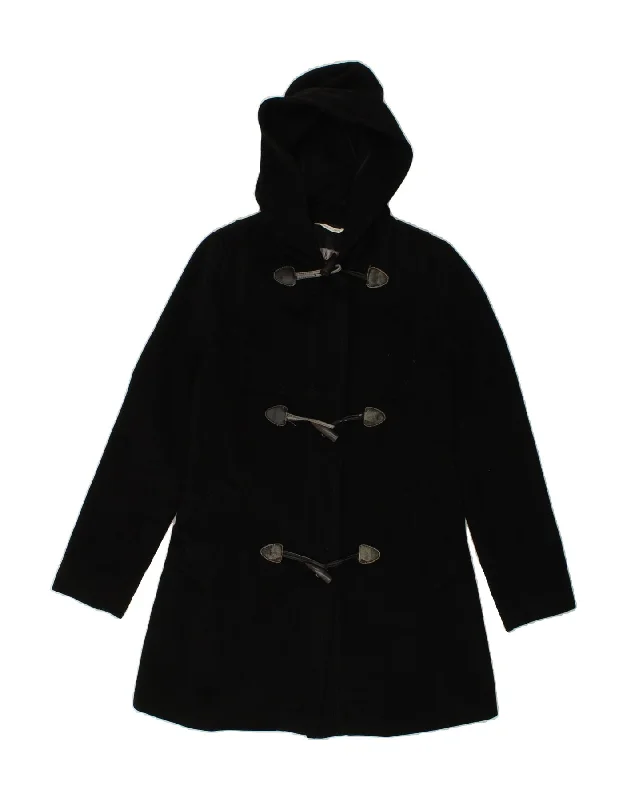 MAX MARA Womens Hooded Duffle Coat IT 40 Small Black Merino Wool