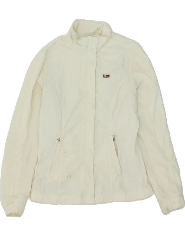 NAPAPIJRI Womens Oversized Rain Jacket UK 6 XS White Polyester