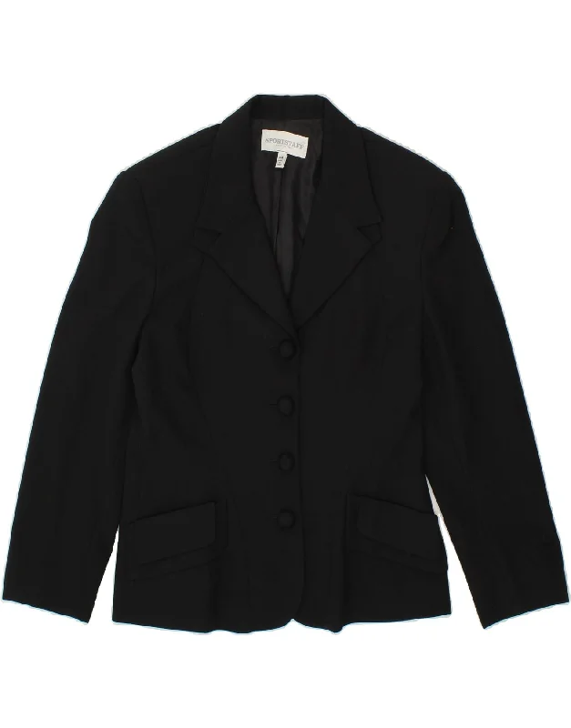 SPORTSTAFF Womens 4 Button 3/4 Sleeve Blazer Jacket IT 44 Medium Black