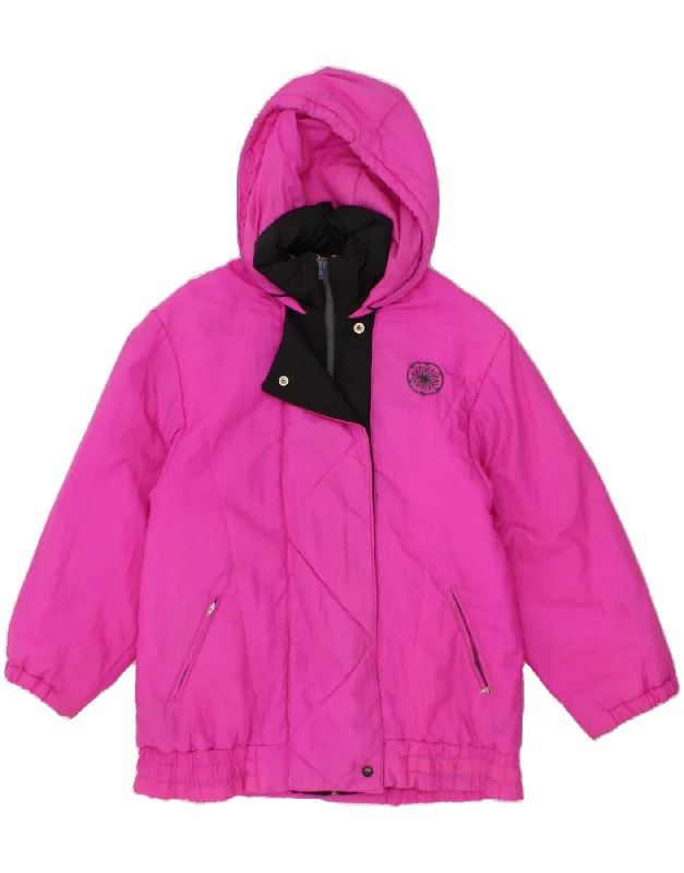 VINTAGE Womens Hooded Padded Jacket UK 18 XL Pink