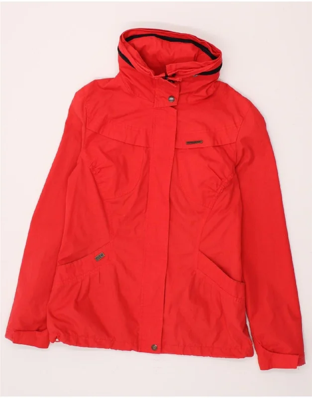 VINTAGE Womens Hooded Rain Jacket UK 10 Small Red