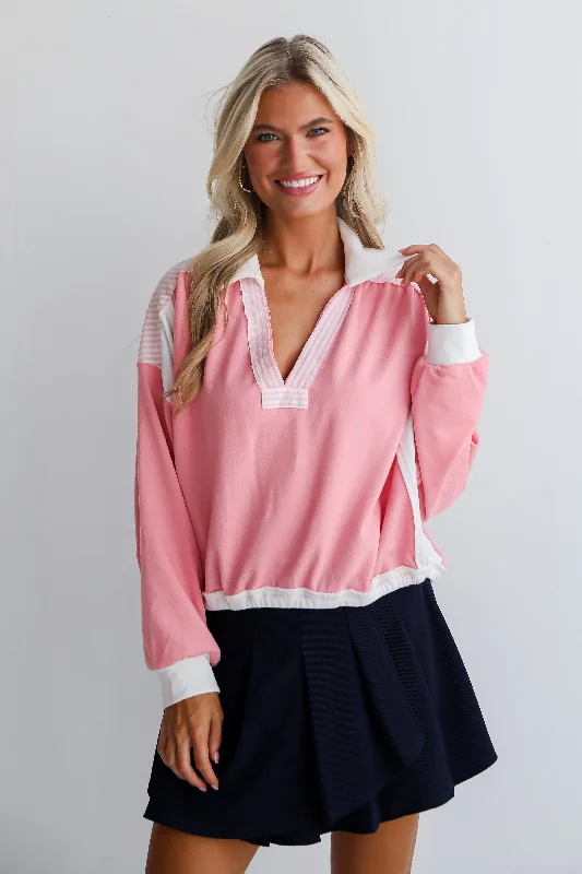 FINAL SALE - Charming Element Pink Collared Top