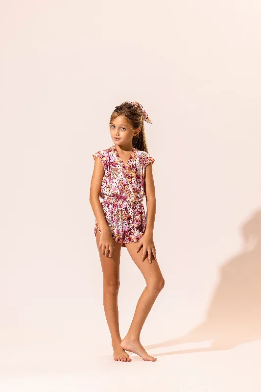 Kids Short Jumpsuit Anaik - Pink Savana